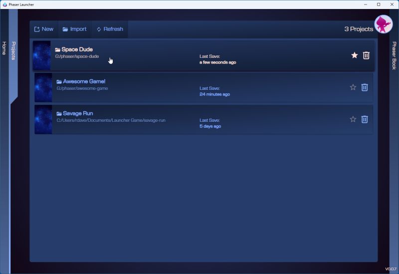 Phaser Launcher - Best Light Images in HD